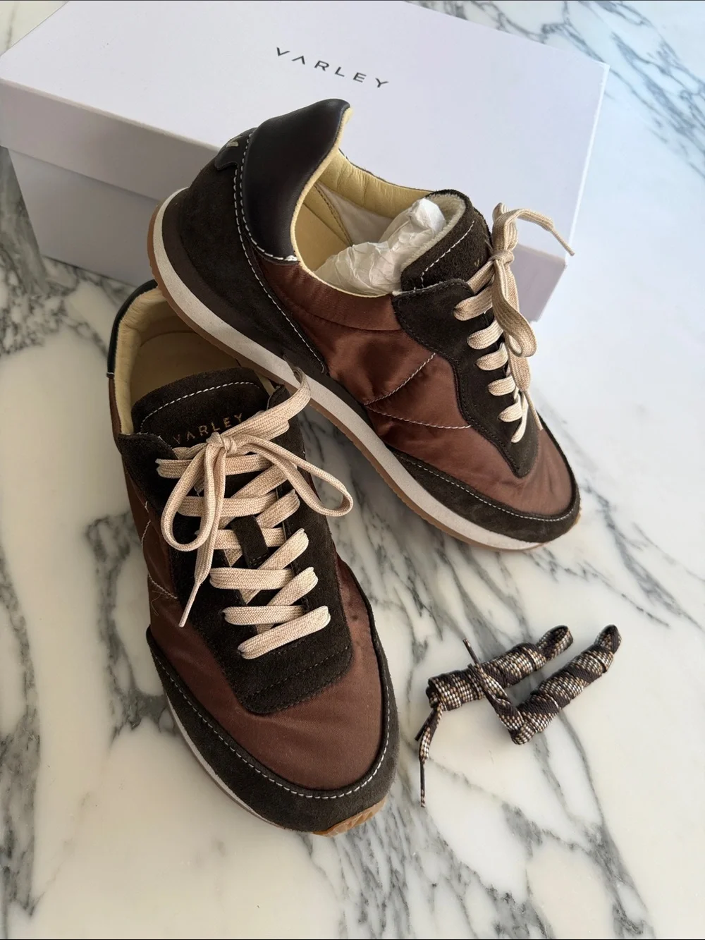 Varley Brown and Black Mixed-Material Women's Sneaker
